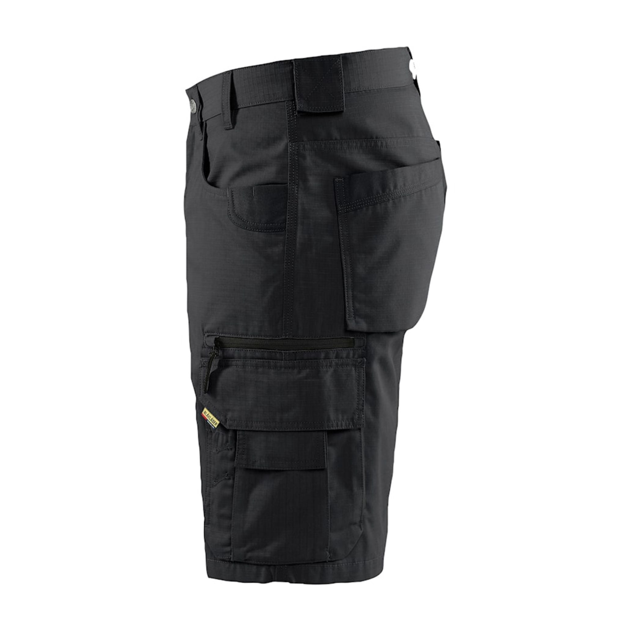 Men's black ripstop work shorts leg pockets
