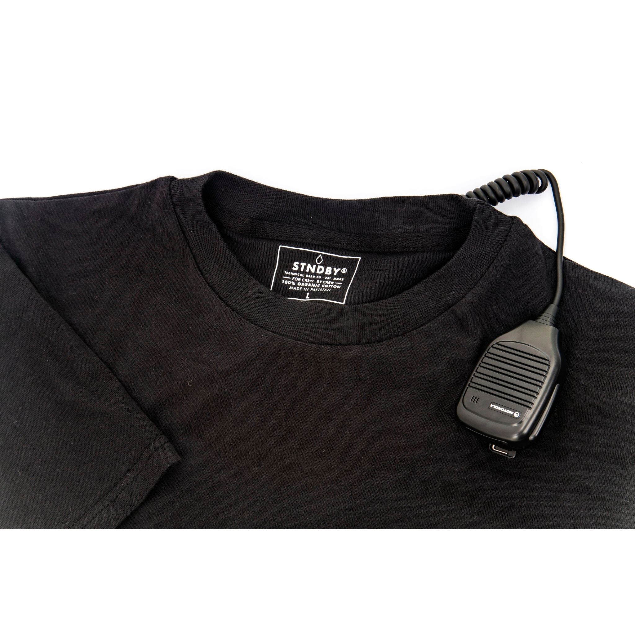 Show black cotton T-shirt with radio tab