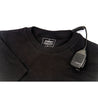 show black cotton shirt with radio tab detail