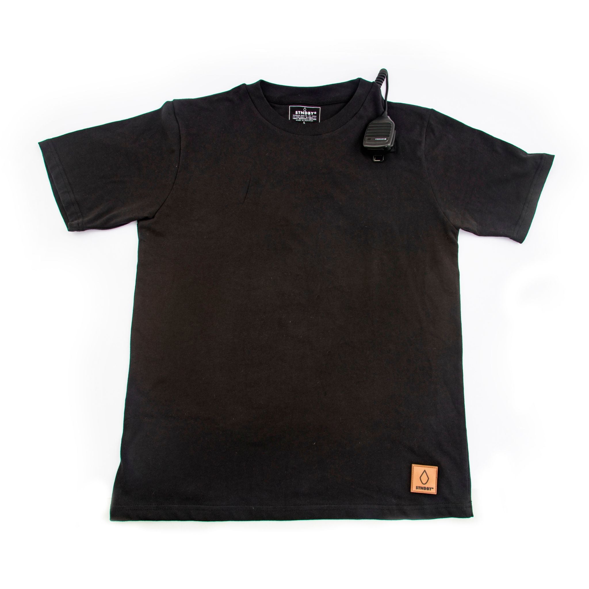 Stage black cotton T-shirt with radio tab
