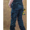 Women's black work pants with eleven useful pockets