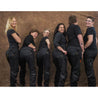Women's black workpants with eleven pockets group photo
