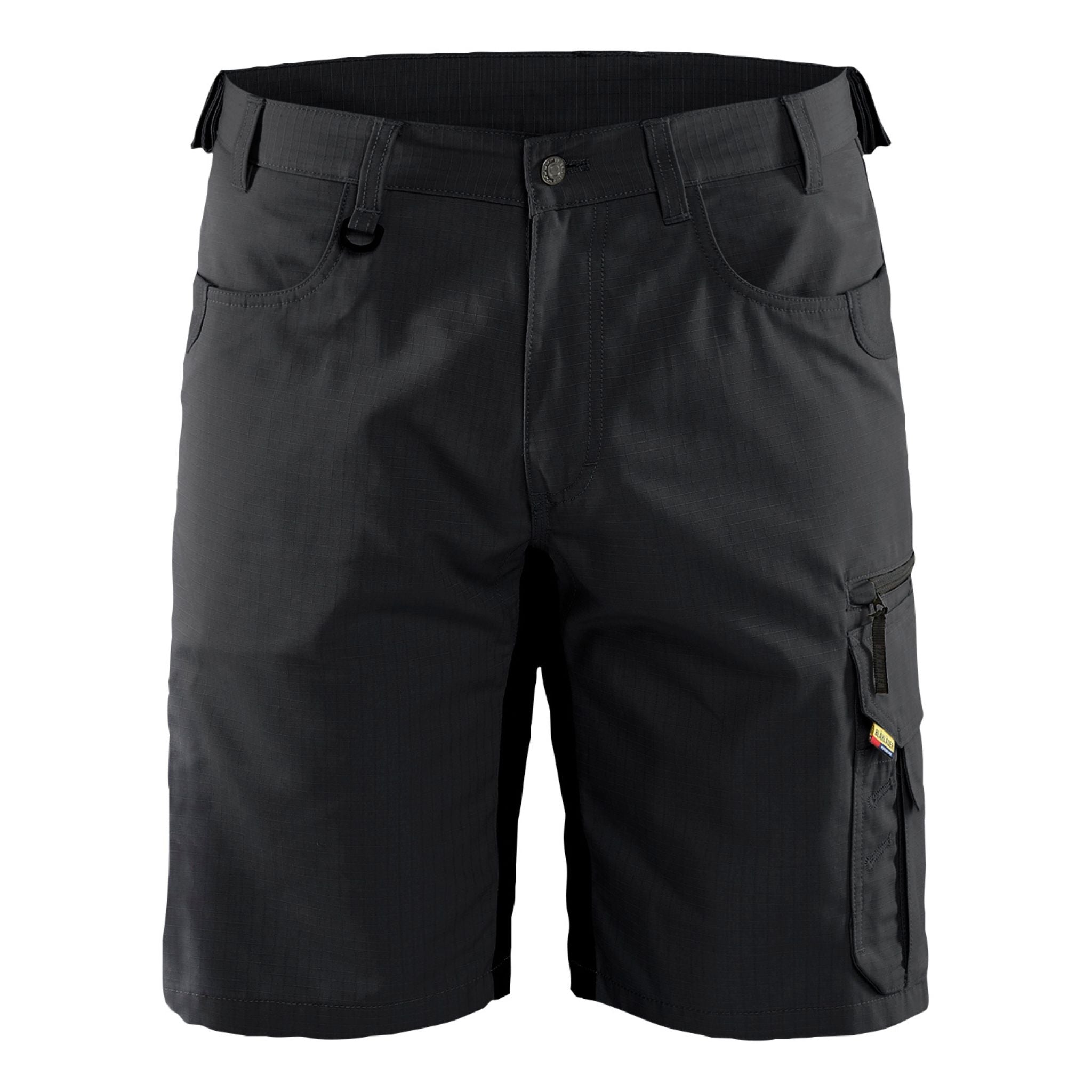 Men's black eleven pocketed ripstop work shorts