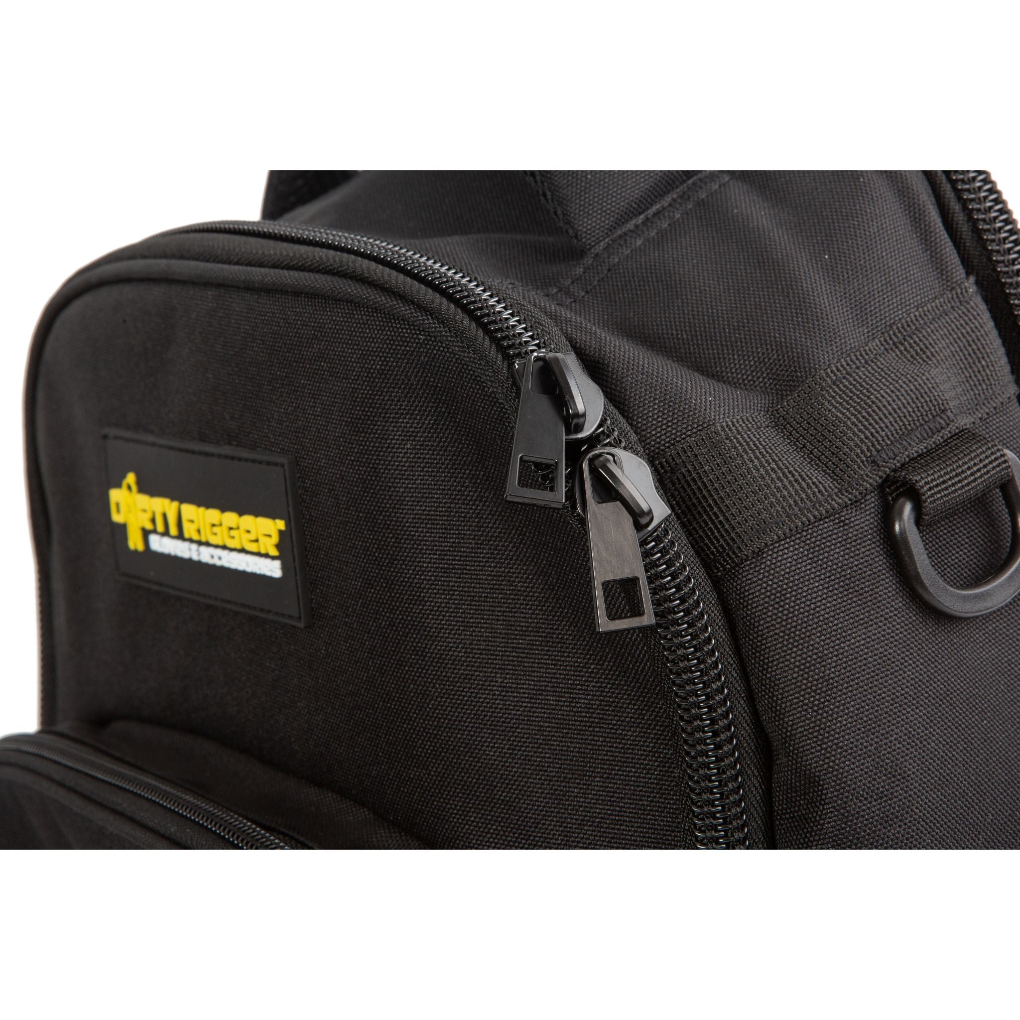 Technician's backpack d-rings and heavy-duty zippers