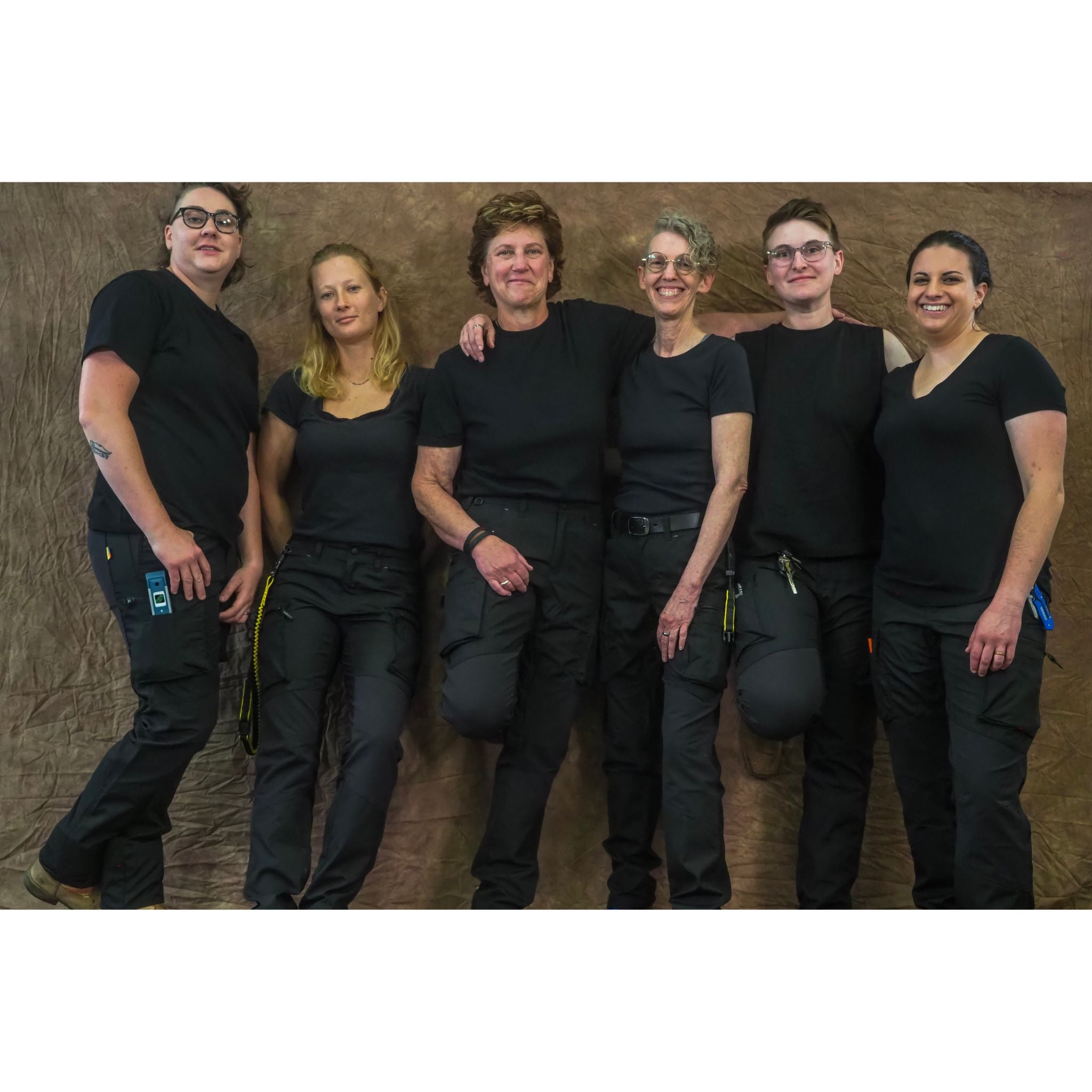 Women's all-around black work pants with many pockets