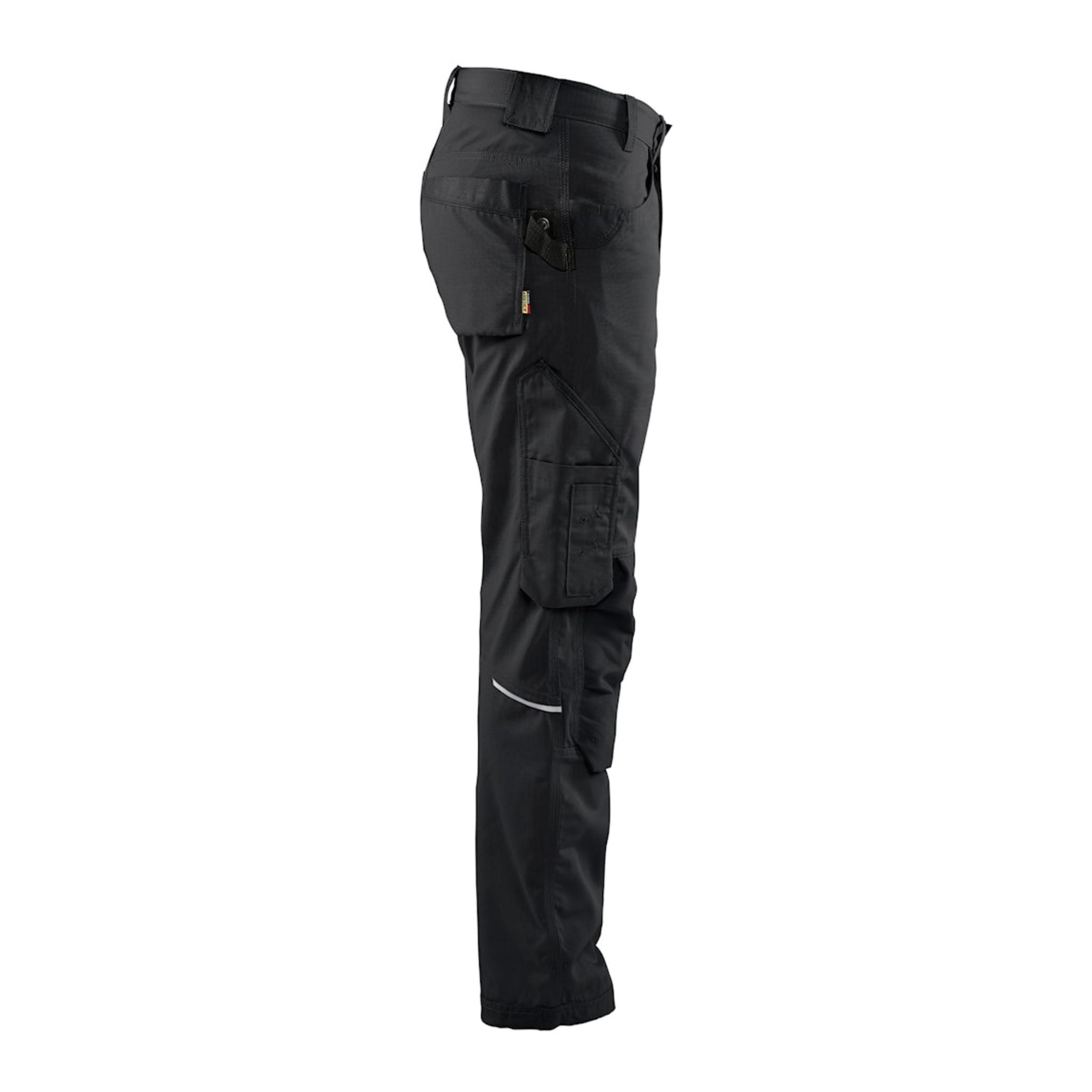 Men's show black pants with leg pockets and tool loop