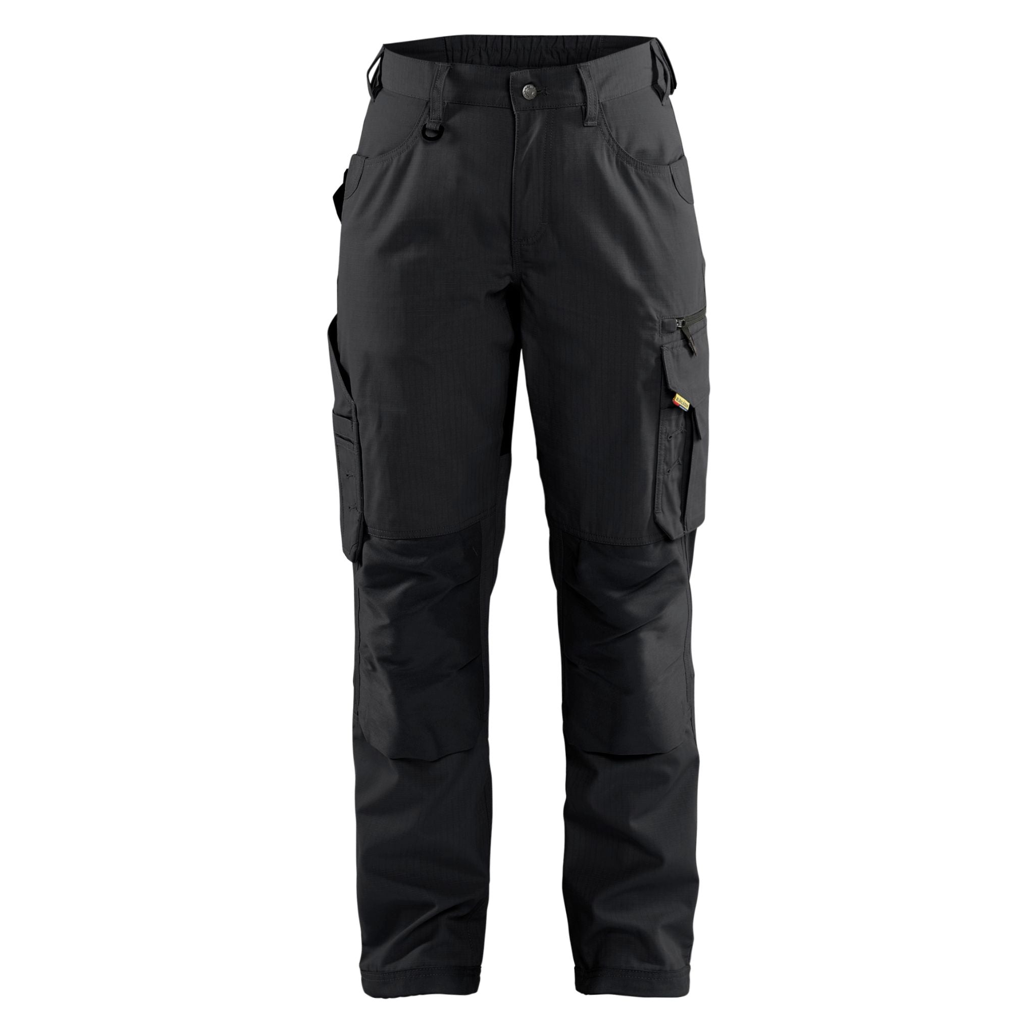 Women's show black work pants with eleven deep pockets