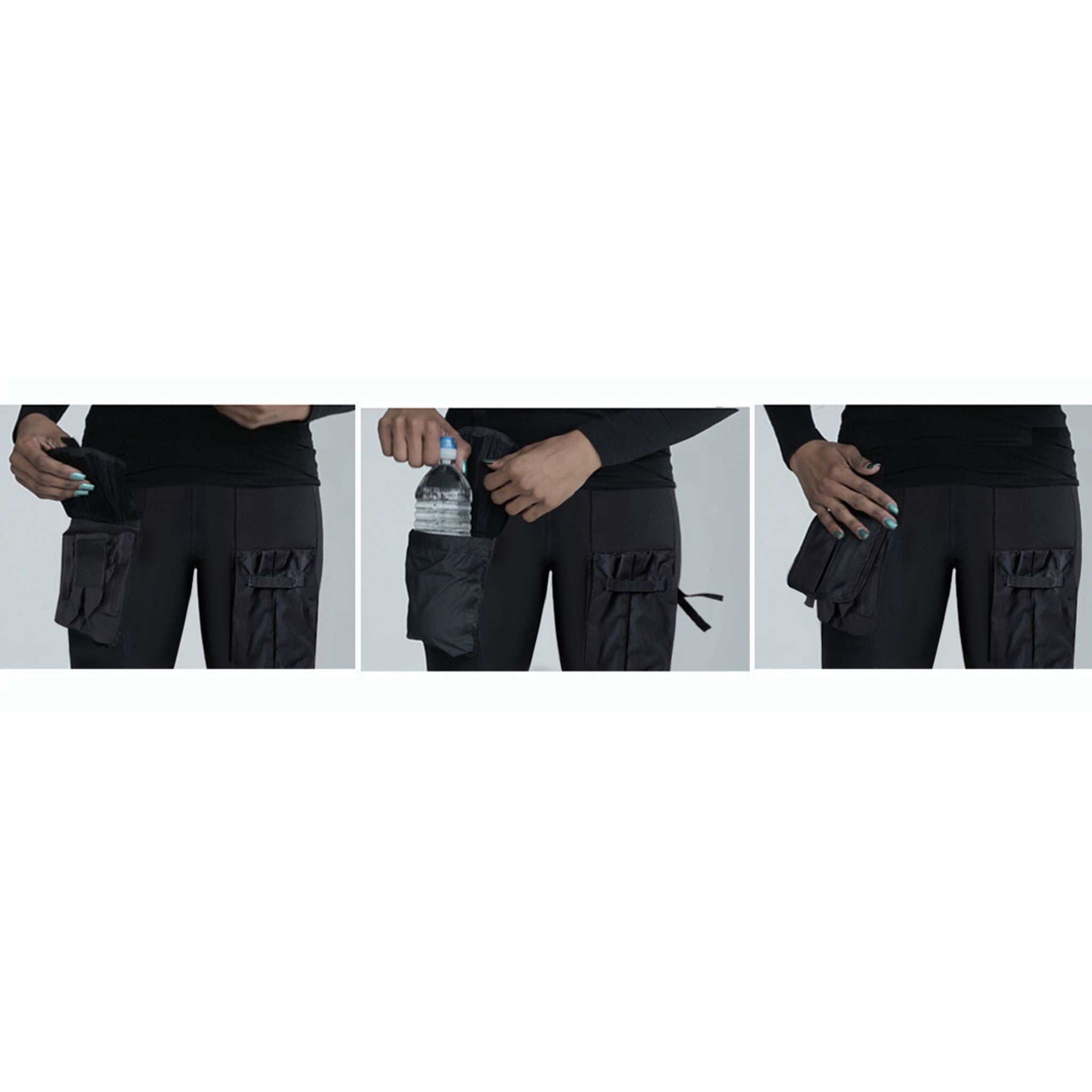 women's black stretch workpants with unique functional pockets